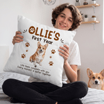 Personalized Watercolor Pet Photo Paw Print Cozy Throw Pillow Cover with Name and Text Home Decor Birthday Christmas Gift for Pet Owners Pet Lovers