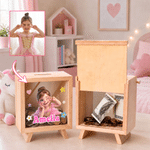 Personalized 3D-Style Art Cartoon Kid Photo Wooden Piggy Bank Money Box with Name and Clear Window Desk Decor Birthday Gift for Kids