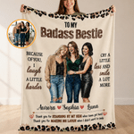 Personalized Badass Bestie Photo Design Soft Throw Blanket with Name and Title Bedroom Decor Birthday Gift for Friends