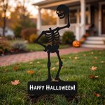 Personalized Spooky Season Skull Skeleton Garden Sign Yard Stake with Text Festival Outdoor Decor Halloween Party Gift for Family Friend