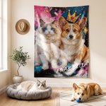 Coperta morbida personalizzata, con foto di animale in stile graffiti a olio e nome - Regalo di compleanno per amanti di animali e famiglie