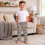 Personalised Multicolour Construction Lorry Excavator Forklift Soft Pyjama Bottoms with Name Daily Wear Birthday Gift for Boys Kids 1
