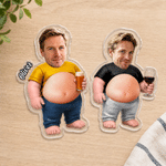 Personalised Funny Face Photo Squishy Belly Acrylic Fridge Magnet with Name and Text Home Decor Birthday Christmas Gift for Father Husband Man