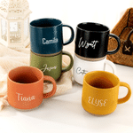 Personalisierte, mehrfarbige Keramik-Kaffeetasse (12 oz) mit Keksmuster und Namensgravur – für das Homeoffice, als Geburtstagsgeschenk für Familie, Freunde und Kollegen