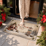 Personalized Santa Snow Scene Anti-Slip Doormat with Text Year and Name Home Decor Christmas Housewarming Gift for Family Parent
