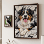 Personalized Oil Painting Style Sleeping Pet Photo Canvas Prints with Name Home Decor Ship from USA Christmas Birthday Gift for Pet Lovers