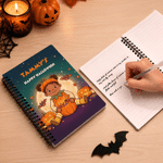 Personalized Halloween Pumpkin Witch Cartoon Character A5 Spiral Notebook with Name Daily Use Halloween Gift for Kids