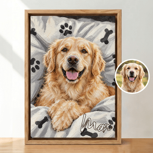 Personalized Oil Painting Style Sleeping Pet Photo Canvas Prints with Name Home Decor Ship from USA Christmas Birthday Gift for Pet Lovers