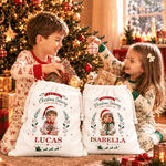 Personalized 3D-Effect Artwork Cartoon Character Photo Drawstring Christmas Gift Bag with Name Christmas Party Gift for Boys Girls