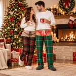 Personalised Funny Christmas Plaid Underwear Print Pyjama Bottoms with Name Holiday Party Christmas Gift for Family Couple