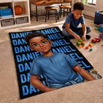 Manta suave personalizada con diseño de dibujos animados en 3D de una niña y un niño negros, con nombre; decoración para el hogar y regalo de cumpleaños para niños y adolescentes negros
