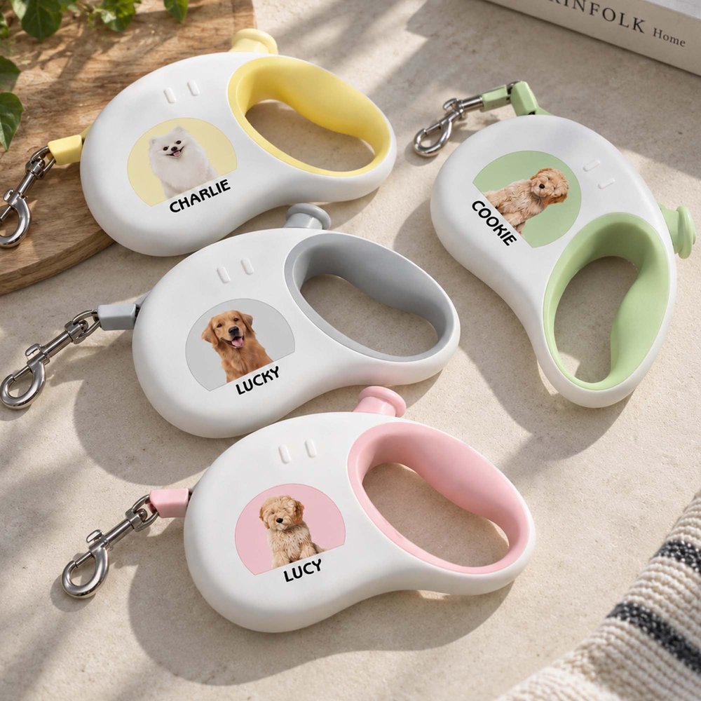 Laisse pour animal de compagnie rétractable personnalisée avec photo et nom - Cadeau d'usage quotidien pour les propriétaires de chiens chats 6