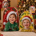 Personalized Oil Painting Style Photo Multicolor Large Drawstring Christmas Gift Bag with Name Christmas Party Gift for Kids Friends