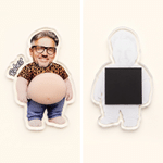 Personalised Funny Face Photo Squishy Belly Acrylic Fridge Magnet with Name and Text Home Decor Birthday Christmas Gift for Father Husband Man
