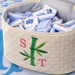 Personalised Portable Secret Garden Mahjong Tile with Initial Bamboo Bag Birthday Anniversary Gift for Mahjong Lovers Mahjong League Member