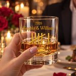 Personalized 3D-Effect Artwork 1-100 Anniversary Counting 10 oz Whisky Glass with Names and Year Daily Use Anniversary Gift for Couple