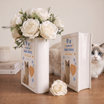Personalized Pet Photo Paw Heart Ceramic Book Vase with Name and Text Home Decor Memorial Gift for Pet Owners Flower Lovers