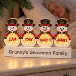 Personalised Nutcracker Snowman LED Light Wooden Christmas Ornament with Name Christmas Tree Stocking Decor Winter Holiday Party Gift for Family Kids