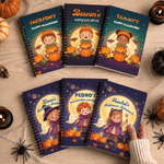 Personalized Halloween Pumpkin Witch Cartoon Character A5 Spiral Notebook with Name Daily Use Halloween Gift for Kids
