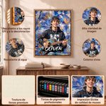 Impresión en lienzo personalizada con estilo pintura al óleo grafiti foto de guitarra acústica y nombre regalo de cumpleaños para amigos