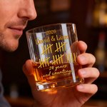 Personalized 3D-Effect Artwork 1-100 Anniversary Counting 10 oz Whisky Glass with Names and Year Daily Use Anniversary Gift for Couple