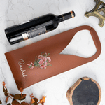Sac de protection en cuir PU personnalisé, orné d'un bouquet de fleurs de naissance peint à l'aquarelle et portant un prénom – Cadeau de Noël ou d'anniversaire pour les amateurs de vin