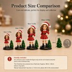 Figurine personnalisée de Noël représentant le Père Noël et un lutin, imprimée en 3D à partir d'une photo, avec inscription et socle en bois – Décoration festive et cadeau de Noël pour la famille et l