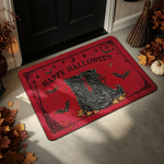 Gepersonaliseerde veelkleurige heksenlaarzen met vleermuizen – Halloween-thema – antislip deurmat met tekst – woondecoratie – Halloween-cadeau voor familie en vrienden