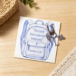 Porte-clés personnalisé « Jésus, Seigneur, bénis-toi » avec croix et lettre, étiquette pour sac à dos, carte, pour l'église, le baptême ou la rentrée scolaire : cadeau pour les enfants chrétiens