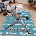 Personalized Oil Painting Style Photo Baseball Theme Soft Throw Blanket with Name and Text Home Decor Birthday Game Day Gift for Baseball Players