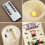Personalized One Spooky Grandma Cartoon Pattern LED Flameless Candle with Name Home Decor Halloween Trick or Treat Party Gift for Grandma