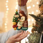 Personalized 2D Crochet Girl Yarn Wooden Acrylic Christmas Tree Ornament with Name Home Decor Christmas Gift for Crochet Lovers