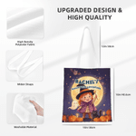 Gepersonaliseerde Halloween-thema fotodraagtas met pompoen, spook, vleermuis en stripfiguur, voorzien van naam – Halloween-cadeau voor kinderen