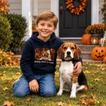 Personalized Halloween Log Cabin Pet Spooky Ghost Pattern 100% Cotton Kid Adult T-shirt Sweatshirt Hoodie with Photo Name Party Gift for Family