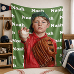 Personalized Oil Painting Style Photo Baseball Theme Soft Throw Blanket with Name and Text Home Decor Birthday Game Day Gift for Baseball Players