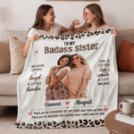 Personalized Badass Bestie Photo Design Soft Throw Blanket with Name and Title Bedroom Decor Birthday Gift for Friends