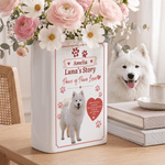 Personalized Pet Photo Paw Heart Ceramic Book Vase with Name and Text Home Decor Memorial Gift for Pet Owners Flower Lovers