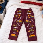 Personalised Multicolour Construction Lorry Excavator Forklift Soft Pyjama Bottoms with Name Daily Wear Birthday Gift for Boys Kids 3
