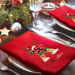 Personalised Christmas String Lights Metallic-Style Initial Quick-Absorbing 100% Cotton Napkin with Name Table Decor Christmas Holiday Gift for Friend