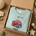 Personalized Cute Yarn Ball I'm OK T‑shirt Sweatshirt Hoodie with Name Daily Weekend Getaway Wear Birthday Gift  for Knitting Lovers Crafters