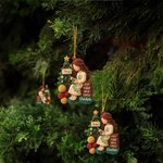 Personalized 2D Crochet Girl Yarn Wooden Acrylic Christmas Tree Ornament with Name Home Decor Christmas Gift for Crochet Lovers