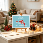 Personalized Long Distance US State Double-Sided Greeting Card with Family Name Housewarming Christmas Gift for Family Friends