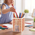 Personalised Watercolor Cartoon Photo Building Blocks Brick Pen Holder with Name Daily Use Desk Decor Birthday Gift for Kid