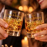 Personalized 3D-Effect Artwork 1-100 Anniversary Counting 10 oz Whisky Glass with Names and Year Daily Use Anniversary Gift for Couple