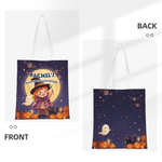 Gepersonaliseerde Halloween-thema fotodraagtas met pompoen, spook, vleermuis en stripfiguur, voorzien van naam – Halloween-cadeau voor kinderen
