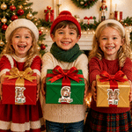 Personalized Christmas Theme 3D-Effect Artwork Cartoon Sitting Character Photo Stickers with Name Gift Decor Christmas Holiday Gift for Friends