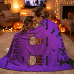 Personalized One Spooky Grandma 1-5 Halloween Cartoon Characters Soft Throw Blanket with Name Daily Use Home Decor Halloween Gift for Grandma