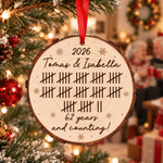 Personalized Tally Mark Anniversary Counting Wooden Ornament with Name and Year Christmas Gift for Couple Wife Husband