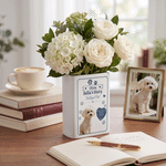 Personalized Pet Photo Paw Heart Ceramic Book Vase with Name and Text Home Decor Memorial Gift for Pet Owners Flower Lovers