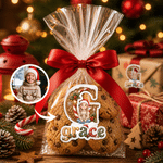Personalized Christmas Theme 3D-Effect Artwork Cartoon Sitting Character Photo Stickers with Name Gift Decor Christmas Holiday Gift for Friends